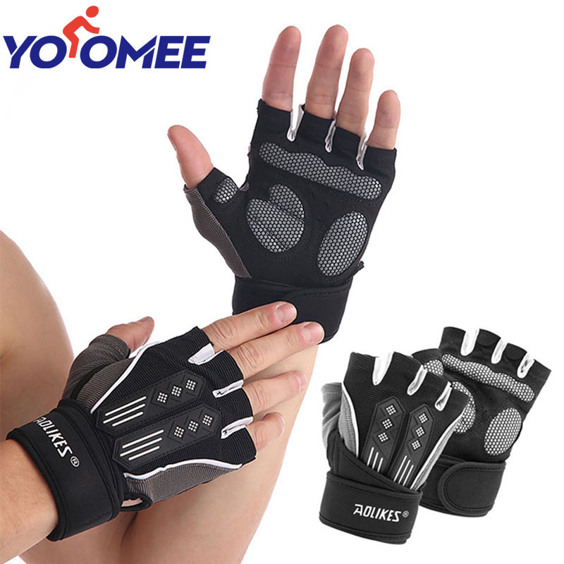 Yoomee 1Pair Gym Gloves Cycling Gloves Body Building Sports Fitness Dumbbell Workout Breathable Gloves for Crossfit Weight Lifting Training