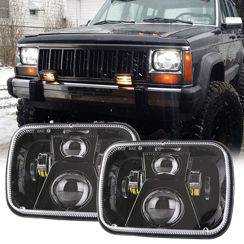 5X7 7x6 LED Headlight A++ For 1986-1995 Jeep Wrangler YJ 1984-2001 Cherokee XJ