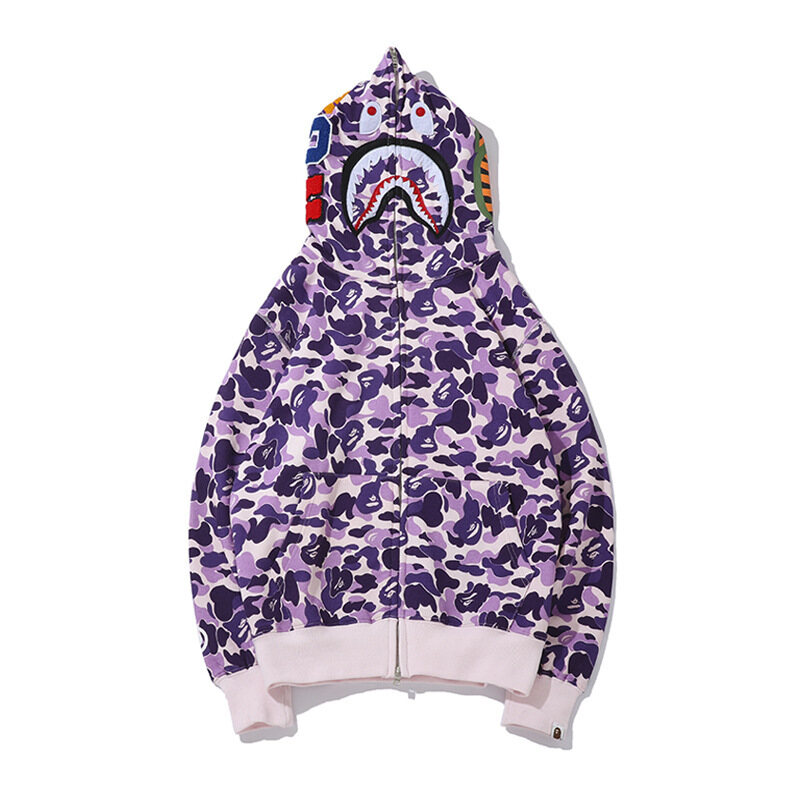 BAPE Shark Camouflage Hoodies Ape Head Classic Sweatshirts Unisex Zipper Hooded Coat Japanese Harajuku Hip-Hop Thin Loose Couple Sweater