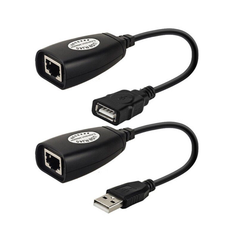 2pcs usb to rj45 lan cable extension adapter extender 50m distance over cat5e cat6 patch cord networking accessories