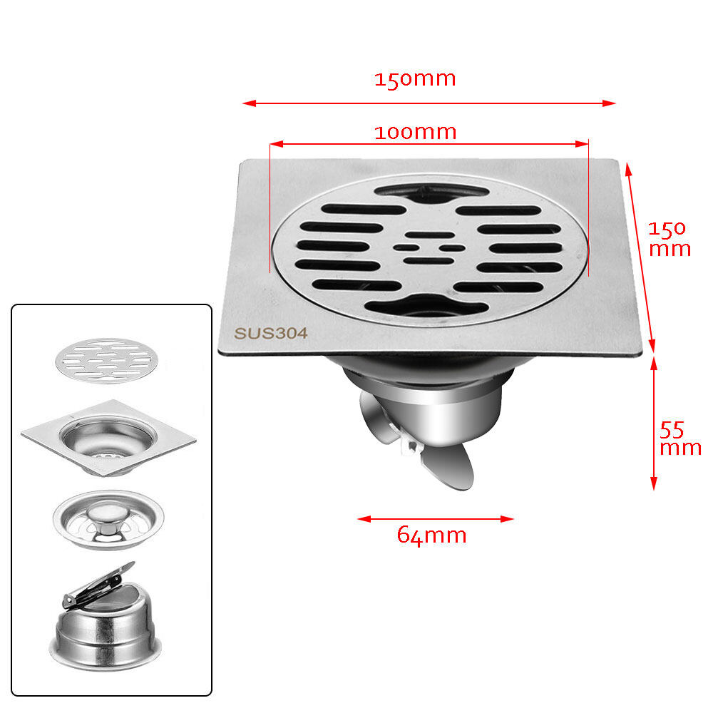 ZOOKV 304 Stainless Steel Floor Drain Bathroom Shower Floor Traps Home ...