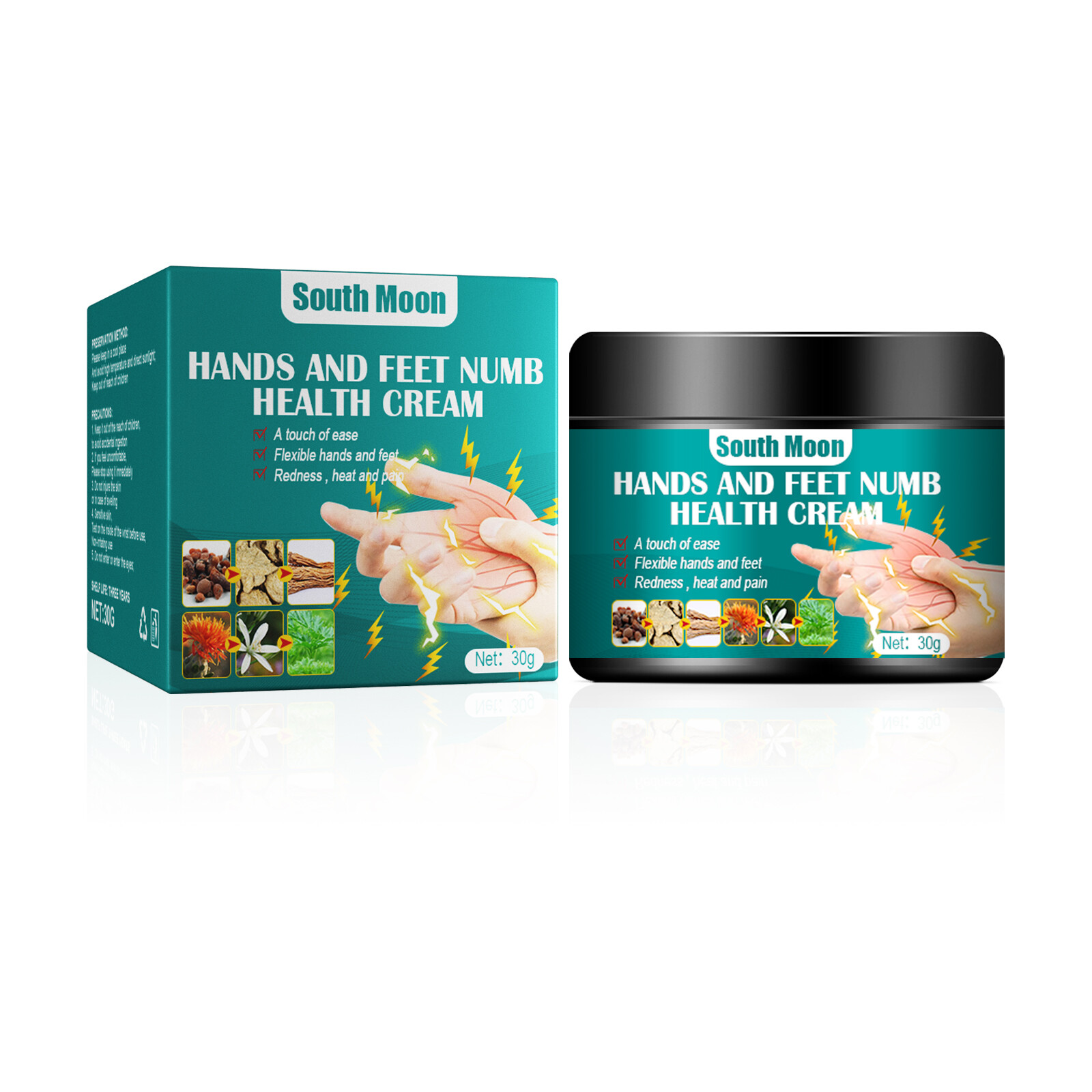 South Moon Hand Leg Cramp Cream Numbness Relief Ointment Knee Joint Pain Relief Cream Hands And Feet Numb Health Cream Treat Muscle Sprains Bone Ache Health Care Cream(30g）