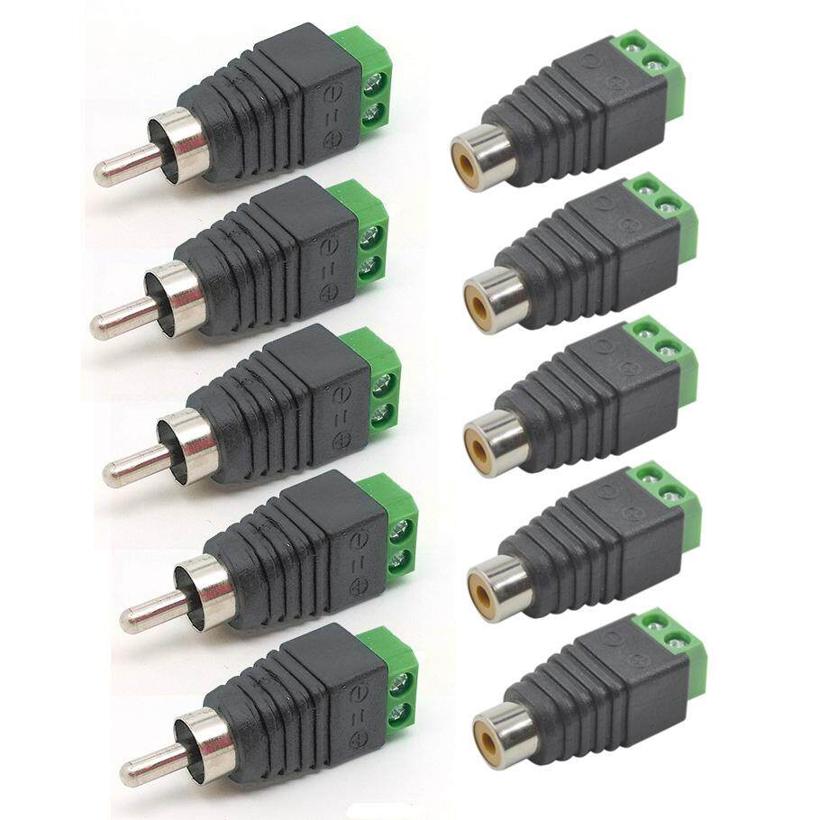 Idealhere 5 Pasang Kabel Speaker untuk Pria + Female RCA Konektor Adaptor Plug Jack