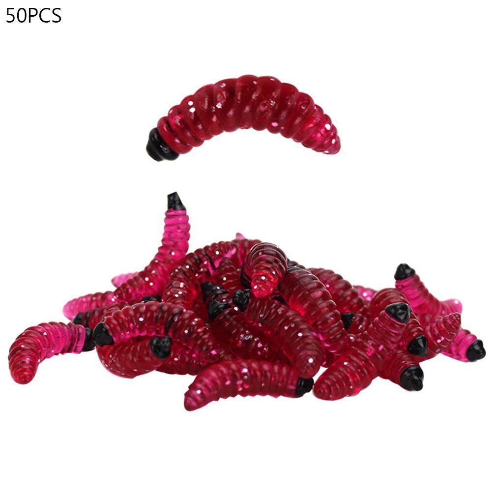 Ghxdryuru 50Pcs Freshwater Seawater Fishing Tackle Artificial Worm Soft Baits Fish Lures