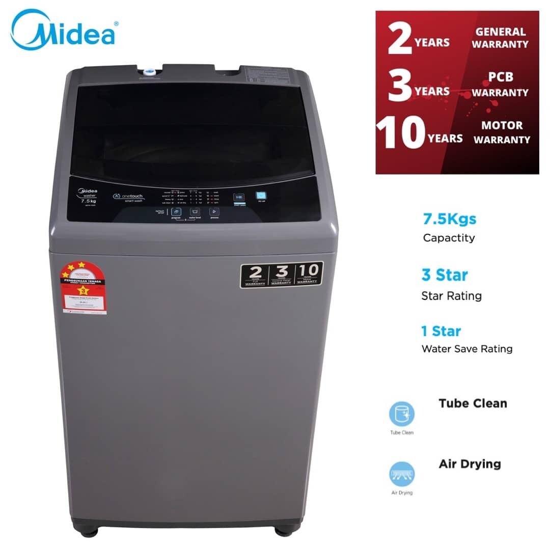MIDEA FULLY AUTO WASHING MACHINE MFW752S ( 7.5KG ) Lazada