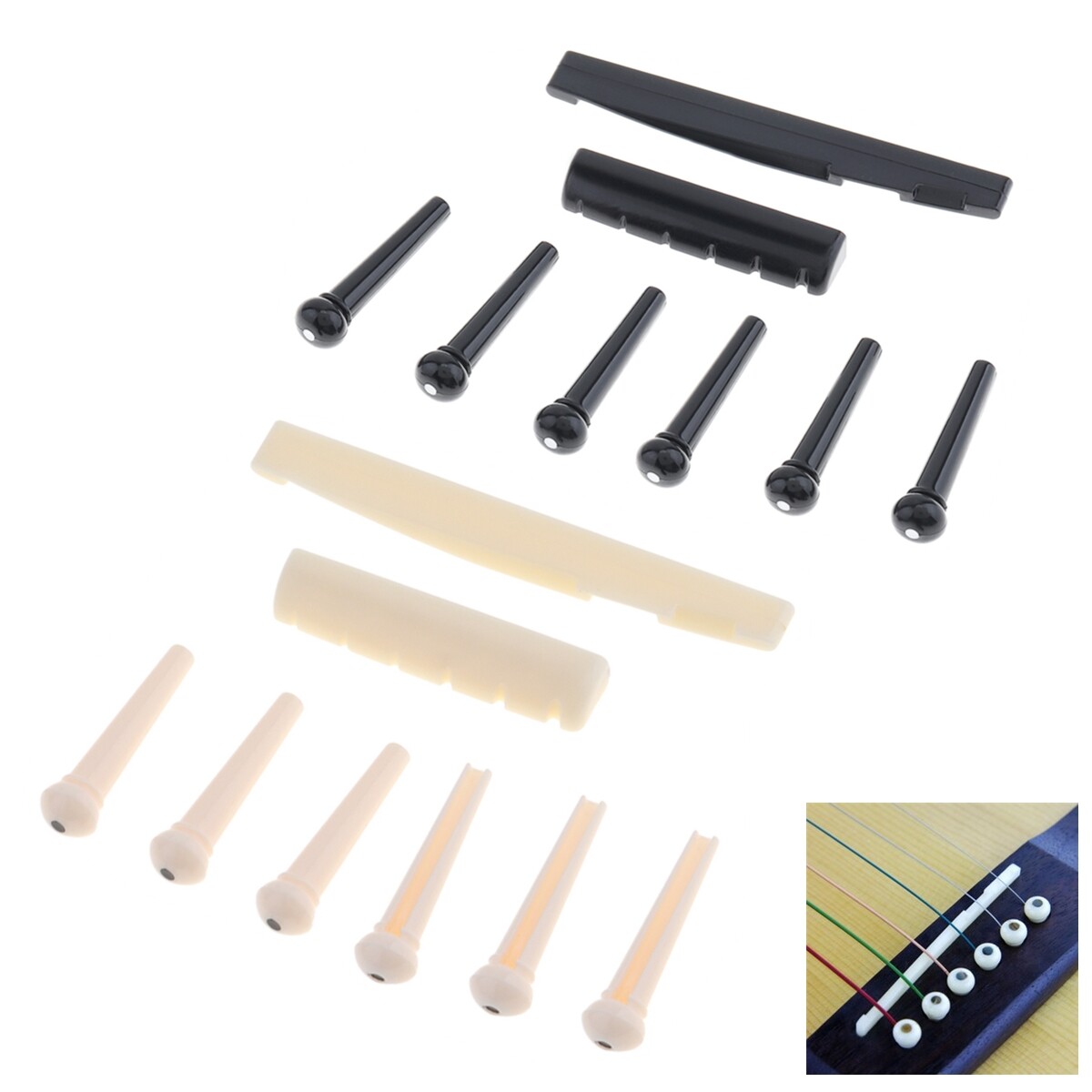 8pcs/set Guitar Bridge Pins Saddle Nut Portable Acoustic Guitar Accessories for Folk Acoustic Guitar