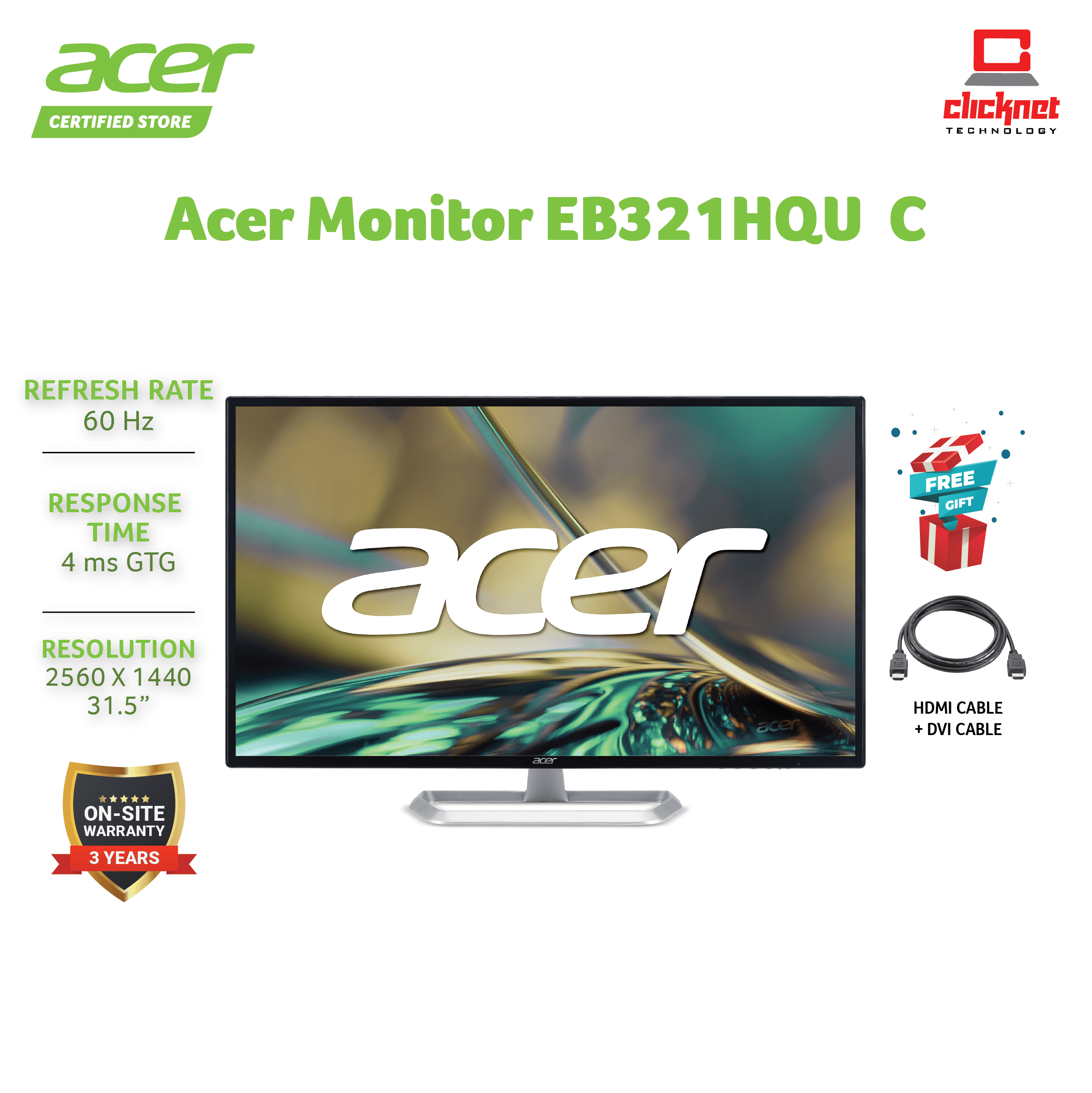 Acer Abi Full HD IPS Monitor - Black (32") EB321HQ | Lazada