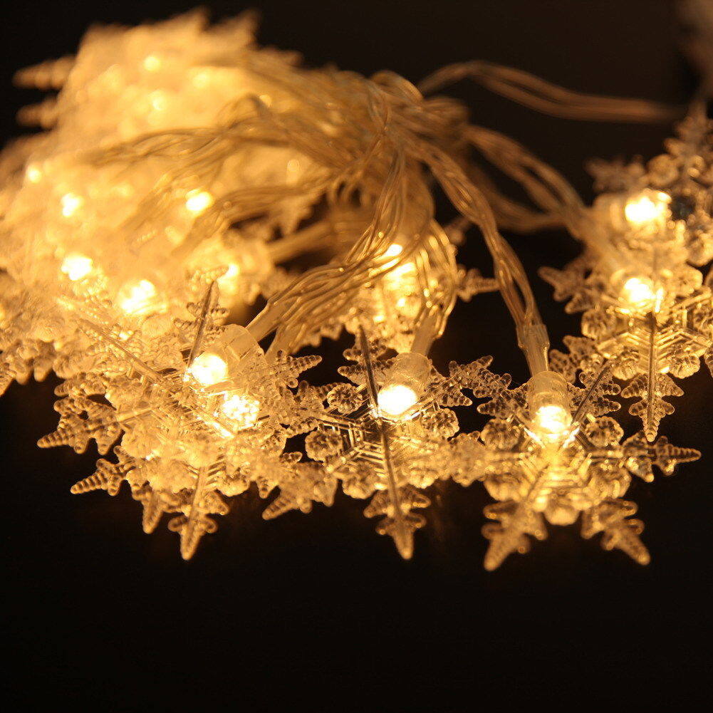 20 LED Snowflake Fairy String Curtain Window Light Christmas Wedding Party Decor