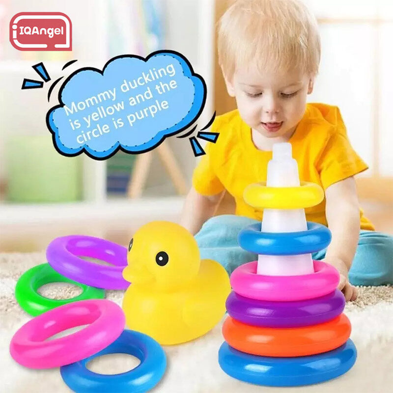 IQANGEL Bé Câu Đố Phát Triển Trí Thông Minh Cầu Vồng Tháp Bẫy Xếp Chồng Vui Vẻ Sớm Giáo Dục 0-1-2 Năm Tuổi Bé Cốc Đồ Chơi