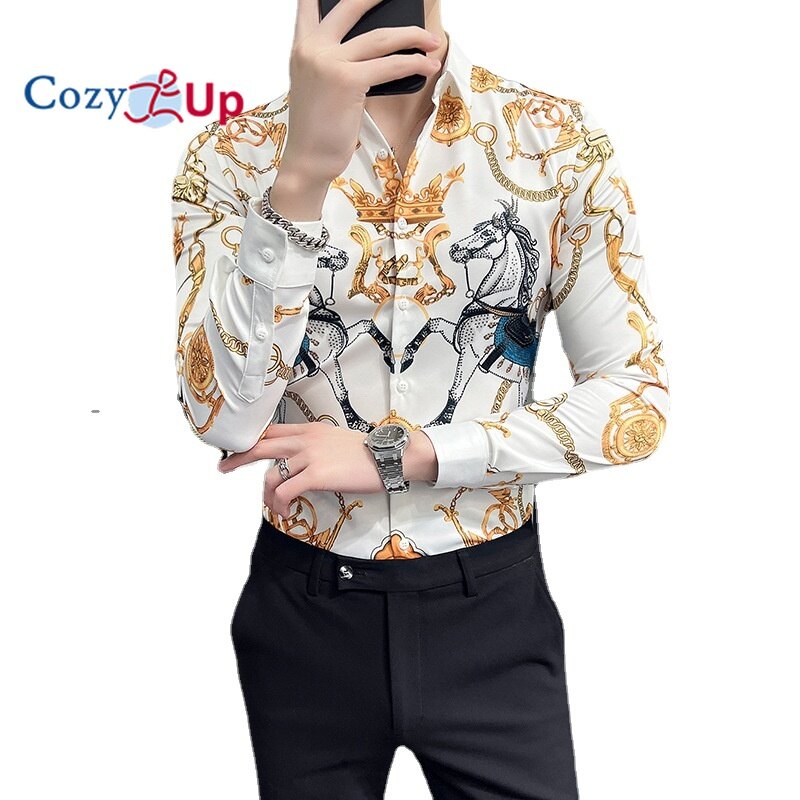 Cozy Up Áo Sơ Mi Dài Tay Vải Batik Polyester Phong Cách Anh Quốc Dáng Ôm Cho Nam