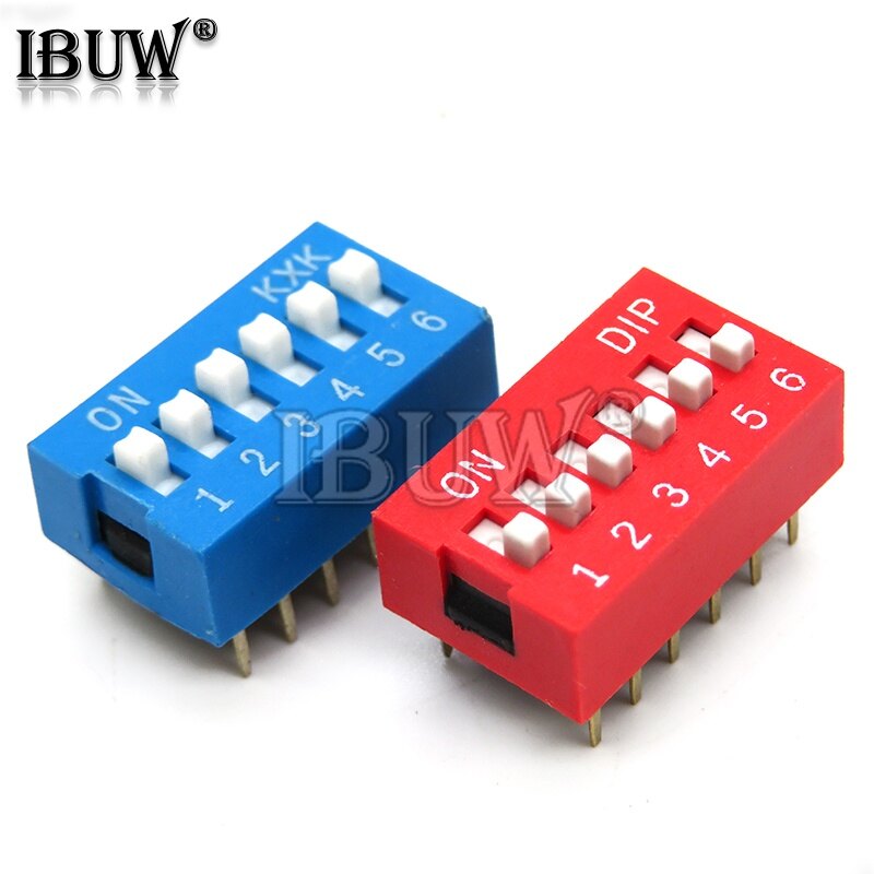 10 cái loại trượt mô-đun chuyển đổi 1 ~ 12 bit 2.54 mét vị trí cách Dip màu xanh Pitch công tắc chuyển đổi màu xanh Snap chuyển đổi cho PCB 8pin 6pin
