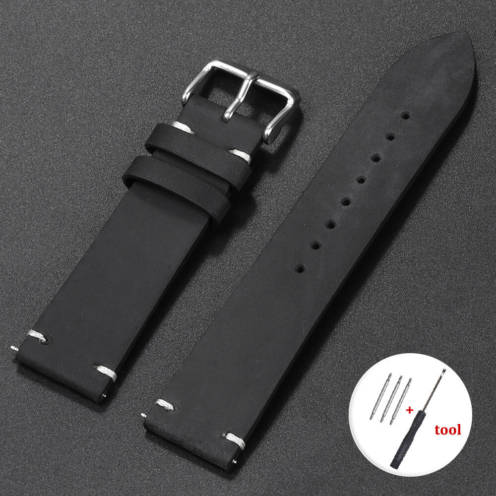 LANGLEY High Quality Genuine Leather Watch Band Handmade Cowhide Watch Strap Men's Business Watchband 18/20/21/22mm