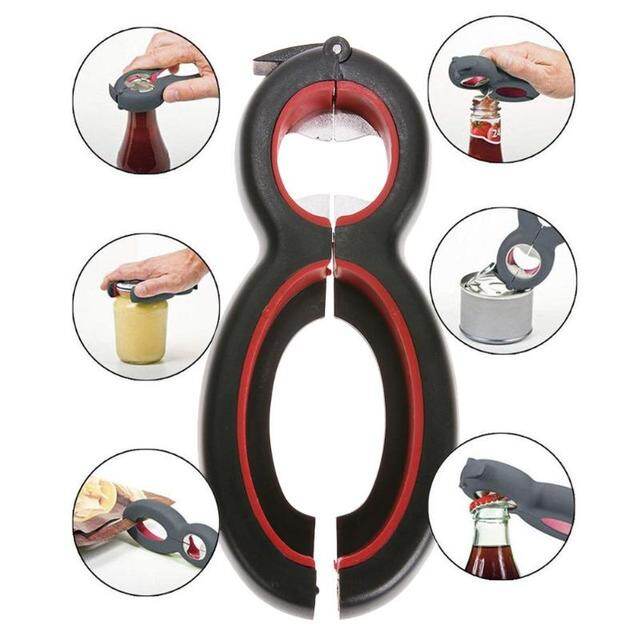 6 In 1 8 Shaped Multifunction Stainless Steel Can Opener Bottle Opener Jar Opener Can Beer Lid Twist Of All In One Jar Gripper