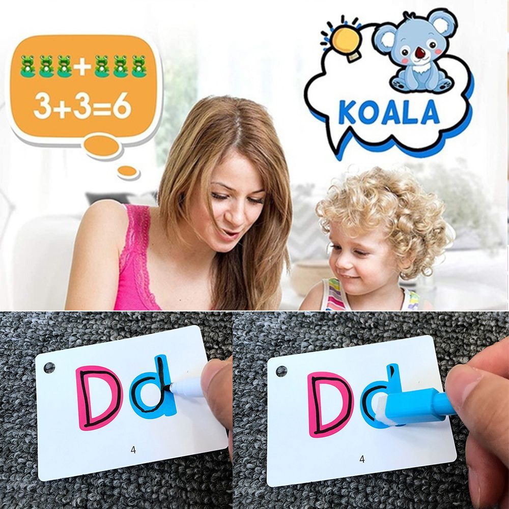 YOYODAN Preschooler Alphabet English Learning Animals Math Flash Cards Memory Training Learning Cards Educational Toy