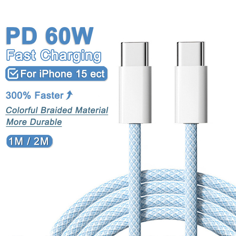 DISOUR USB C Cable for iPhone 15 PD 60W Fast Charging Cable Type C Braided Fast Charging Cable for Xiaomi Huawei iPhone 15 Pro Max Support Data Transfer