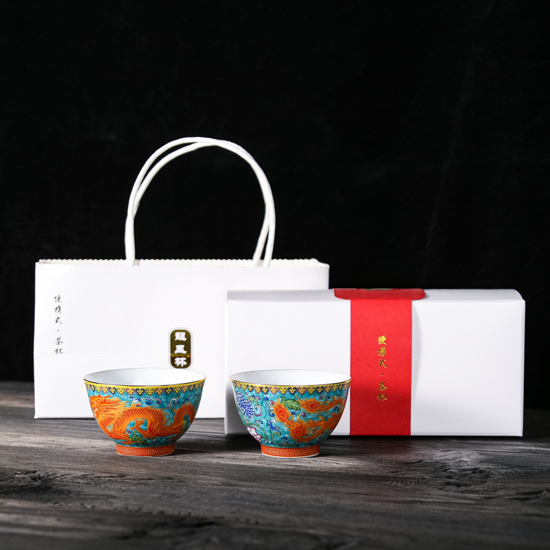 Jingdezhen Cốc Tùy Chỉnh Hình Rồng Và Phượng Nhiều Màu Tráng Men Cốc Bậc Thầy Bộ Trà Kung Fu Bằng Gốm Cốc Trà Quà Tặng