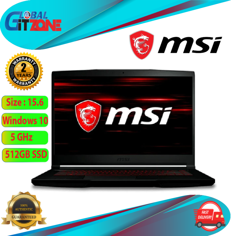 MSI Gaming Laptop Thin GF65 10SDR-625MY 15.6 FHD 144Hz Balck ( i7-10750H, 8GB, 512GB, GTX1660Ti 6GB, W10 ) Malaysia