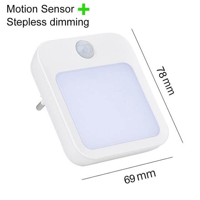 Motion Sensor LED Night Lights EU Plug Dimmable Cabinet Light For Baby Bedside Bedroom Corridor Wireless Night Lamp Lighting