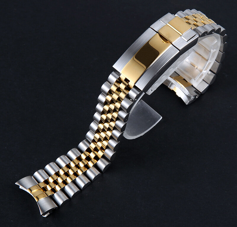 Langley 20mm Solid Curved End Screw Links Clasp Steel Watch Band Bracelet Compatible with For OYSTER Style Subamriner Daytona GMT/Ghost Men watch Strap With Free Tools