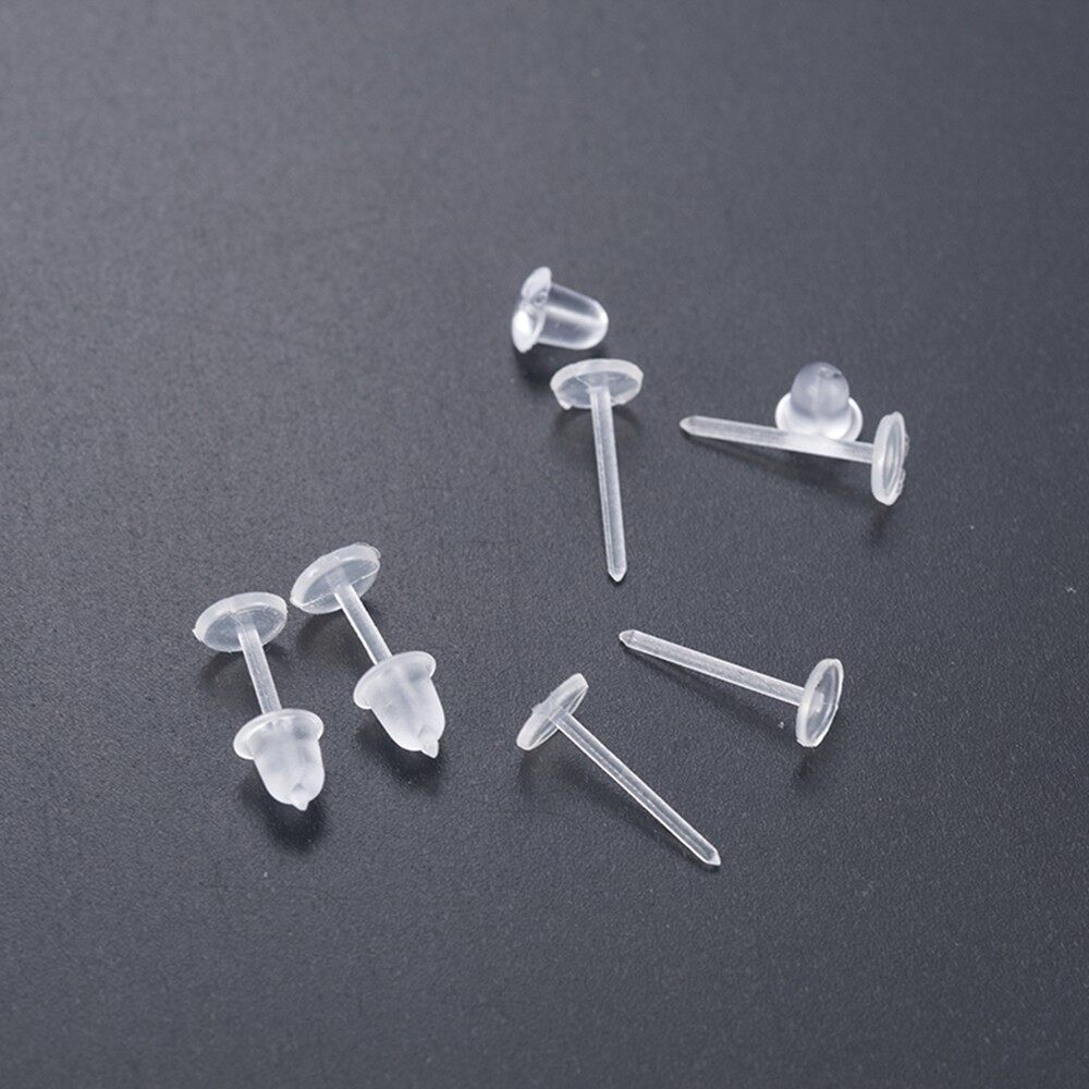 Set 25 cặp/ 50 chốt xỏ khuyên tai nhựa trong suốt không gây dị ứng, hàng có sẵn