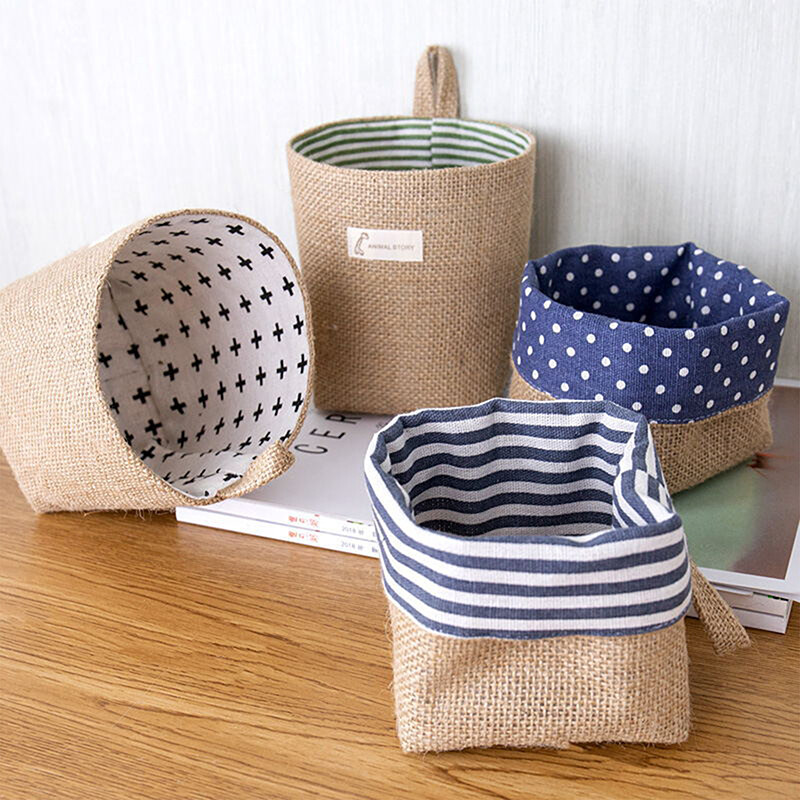 Loozykit Foldable Desk Storage Basket Desktop Makeup Organizer Storage Box Stationery Storage Basket