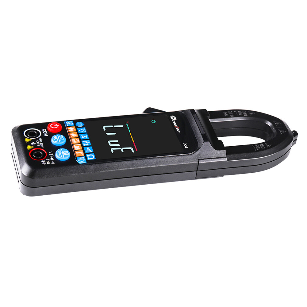 Smart Sensor Handheld Portable Clamp Meter Color LCD Large Screen Clamp Meter 6000 Counts NCV AC Voltage Current Continuity Resistance Diode Frequency Capacitance Temperature Live Detection Multi-function Clamp Meter with Flashlight