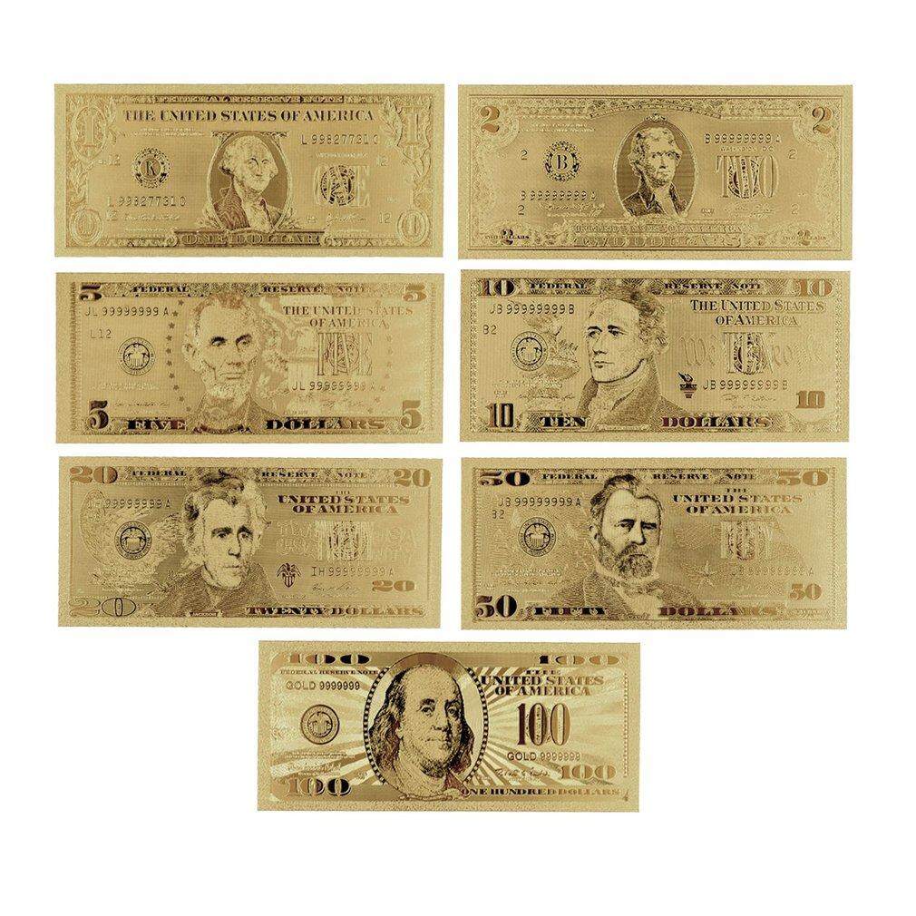 8Pcs//set commemorative gold foil usa dollars paper money banknotes collectionsTB