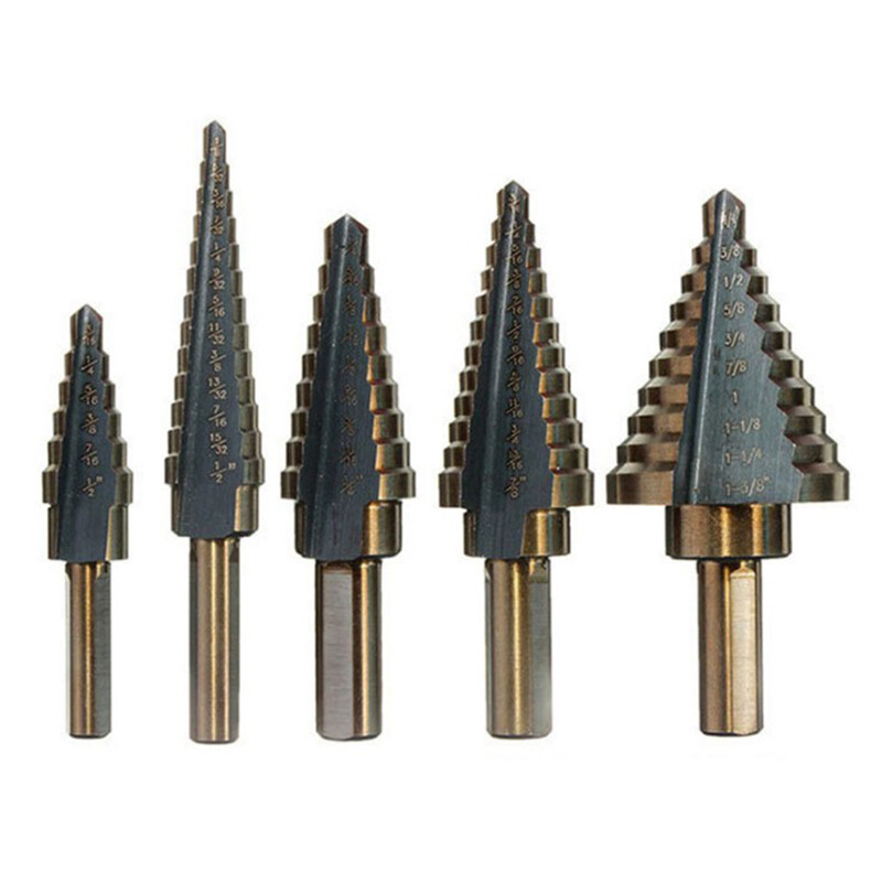 HITN Bộ 3/5 Mũi Khoan Bước Nhiều Lỗ 50 Kích Cỡ HSS Cobalt