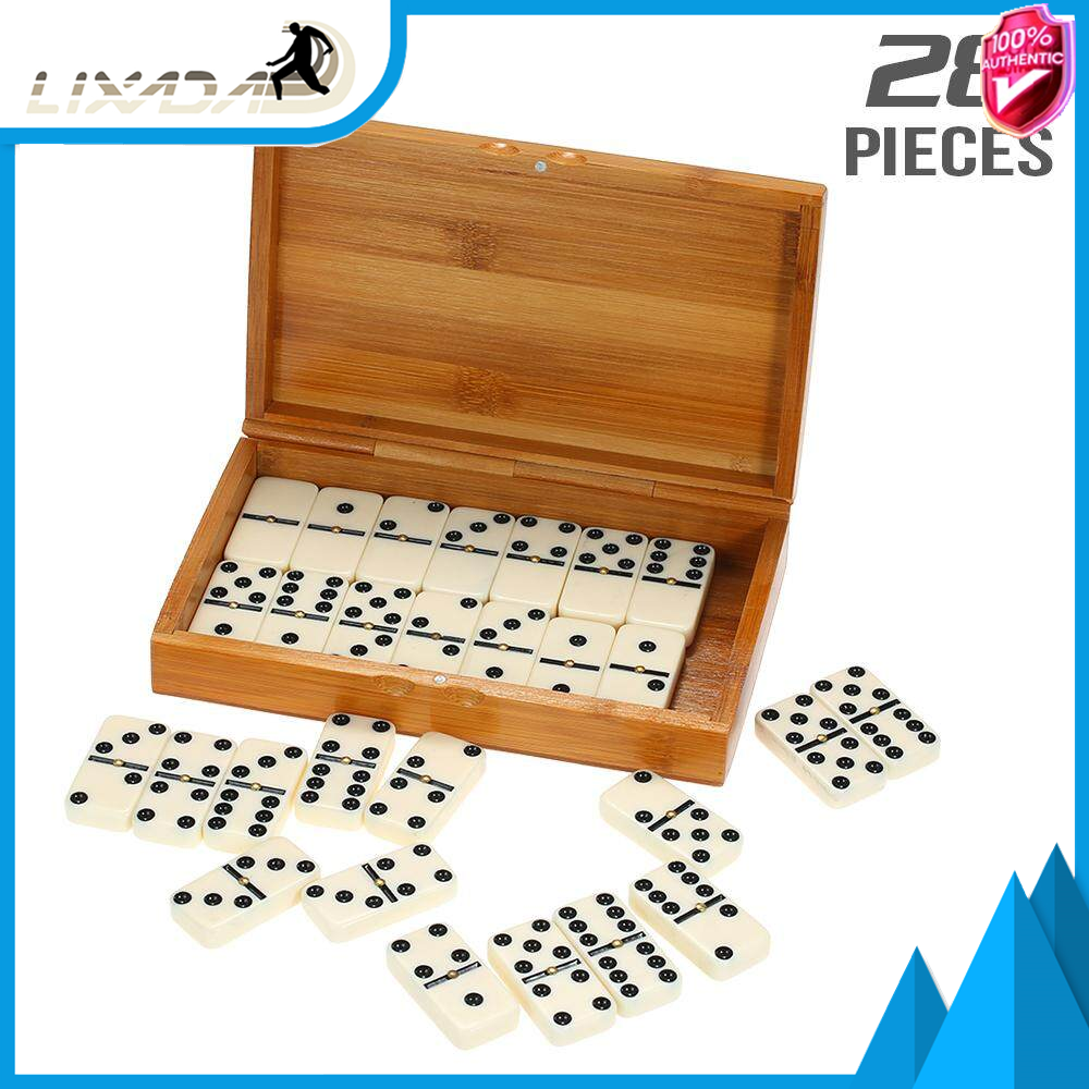 Double Six Dominoes Set Entertainment Recreational Travel Game Toy Black Dots Dominoes