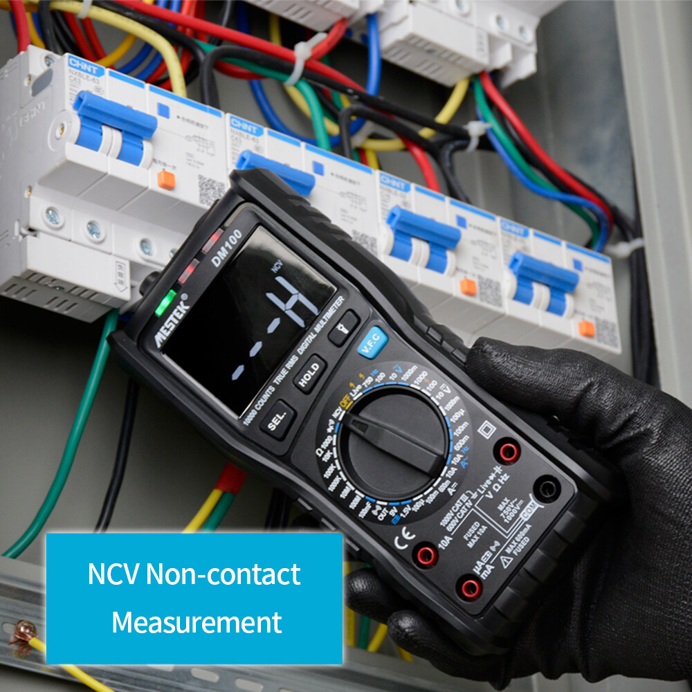 MESTEK Đồng Hồ Vạn Năng Kỹ Thuật Số Đa Chức Năng Đếm 10000 True RMS Đồng Hồ Vạn Năng Đo Điện Áp AC/DC Điện Trở Dòng Điện Tần Số Điện Dung Điốt Nhiệt Độ Và Độ Ẩm NCV Đồng Hồ Vạn Năng Báo Động Cầu Chì Chống Cháy