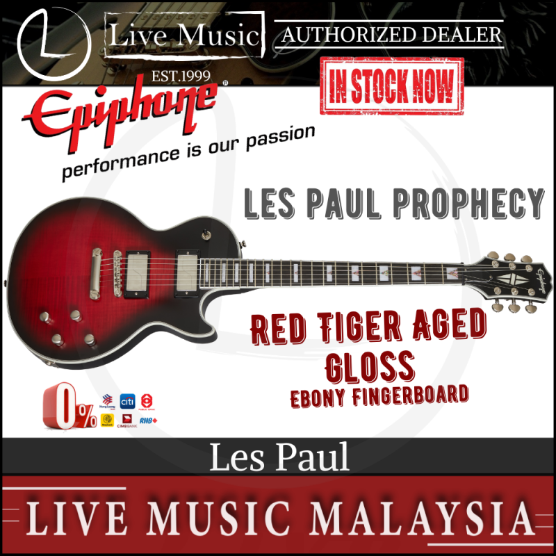 Epiphone Les Paul Prophecy Electric Guitar Ebony Fretboard - Red Tiger Aged Gloss Malaysia