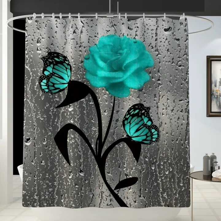 Toilet Cover Bath Mat Rugs, Teal Shower Curtain Sets With Rugs