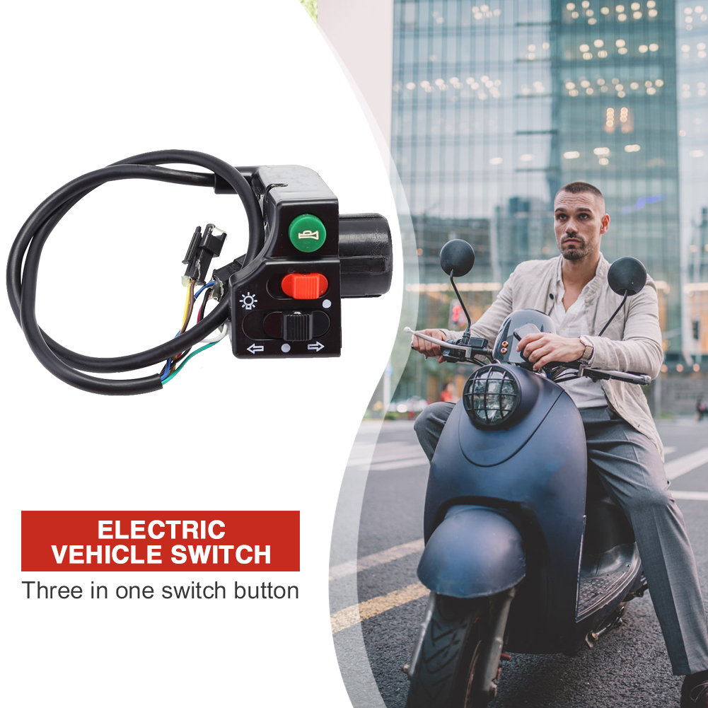 Đèn Báo Rẽ Xe Đạp Điện Ebike Nút Công Tắc Còi Đèn Pha Màu Đen
