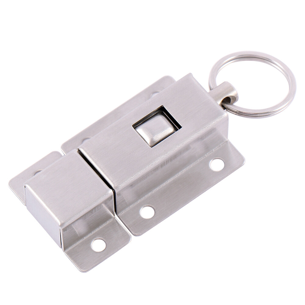 Durable with Button Spring Door Slide Lock Door Bolts Lock Barrel Bolt Door Hardware