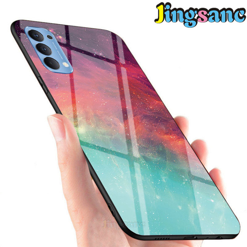 Jingsanc For OPPO Reno4/Reno4 Pro 4G/Reno4 Pro 5G Phone Case Rainbow Gradient Fantasy Starry Glass Colorful Casing Scratchproof Soft TPU Edge Cover For OPPO Reno 4 /Reno 4 Pro/Reno 4 Pro 5G