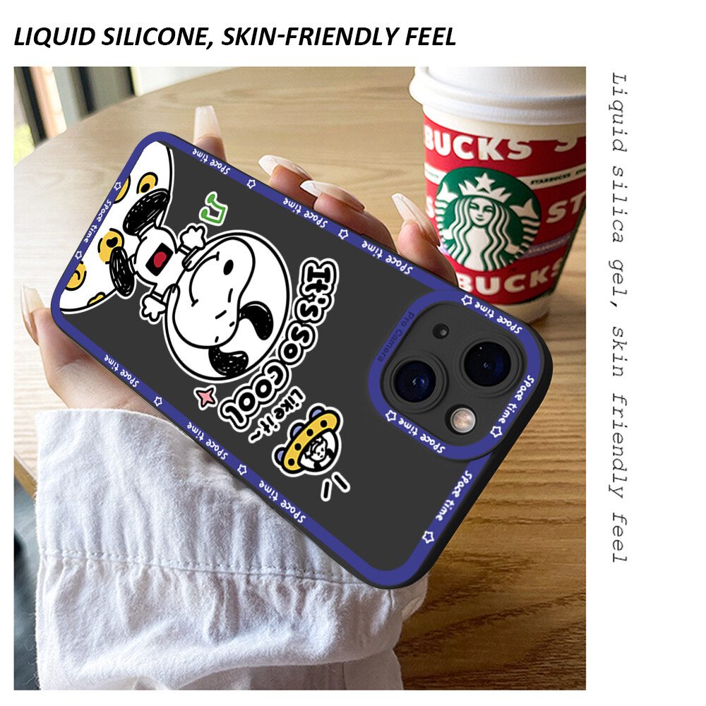 Hontinga Casing Case For Xiaomi Redmi Note 9 Pro Note 9S Case Cartoon Snoopy Square Soft Silicone Full Cover Camera Protection Shockproof Rubber Cases Back Cover Phone Casing Softcase For Boys Girls
