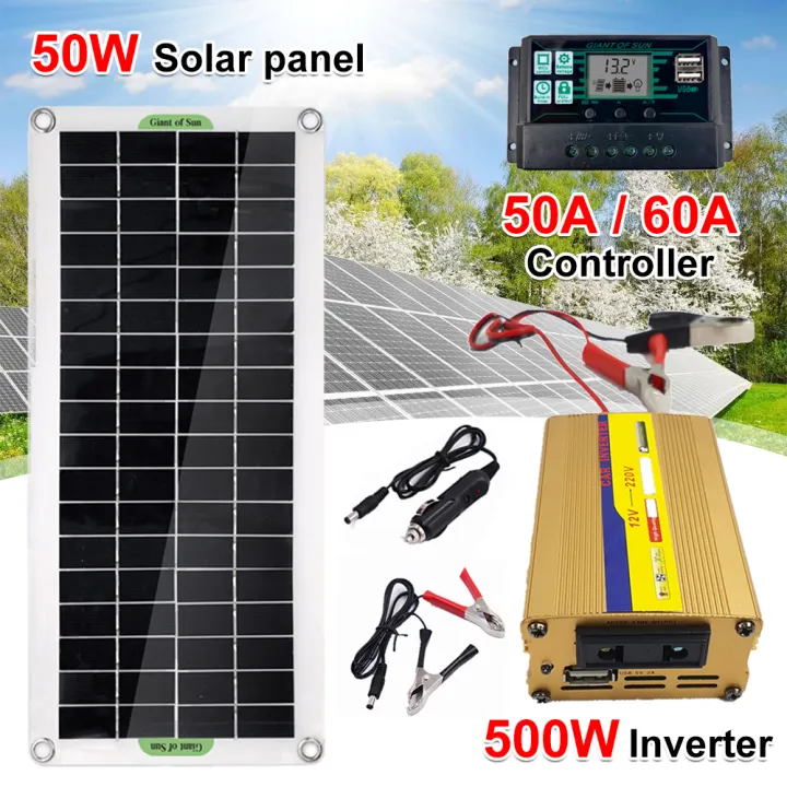 50W Solar Panel Monocrystalline Silicon Battery Charger Kit Controller