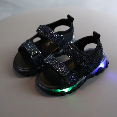 QIGUI MALL Kids shoes COD ready stock Children Kids Baby Girls Boys Bling Led Light Luminous Sport Sandals Shoes