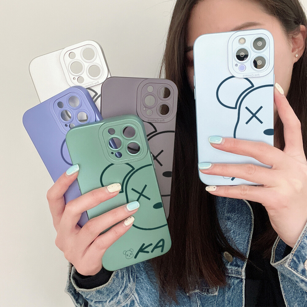 Hontinga Casing Case For Xiaomi Redmi Note 9S Note 9 Pro Note9 Note 8 Pro Note 7 Pro Case New Square Soft Silicone Case Cool Bear Full Cover Camera Protectior Shockproof Rubber Cases Back Cover Phone Casing Softcase For Girls