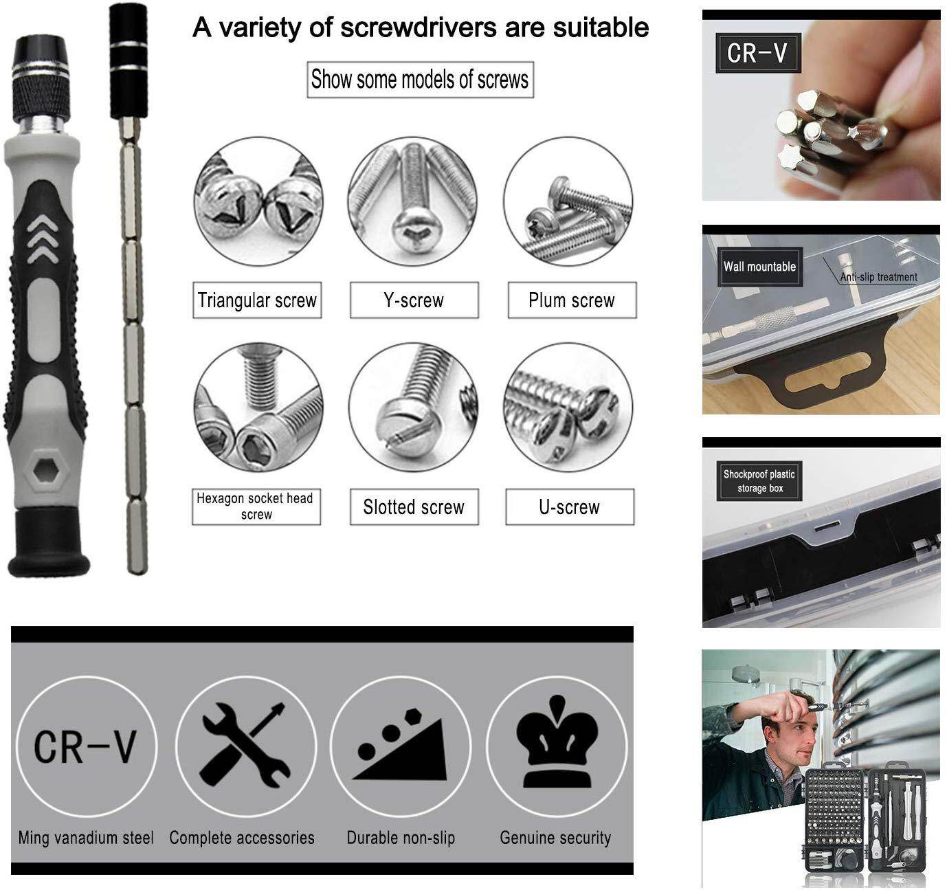 KIPRUN Screwdriver Set,115 in 1 Computer Repair Kit Electronic Tool kit Mini Precision Screwdriver Set with Case for Phone,Laptop,Jewelers
