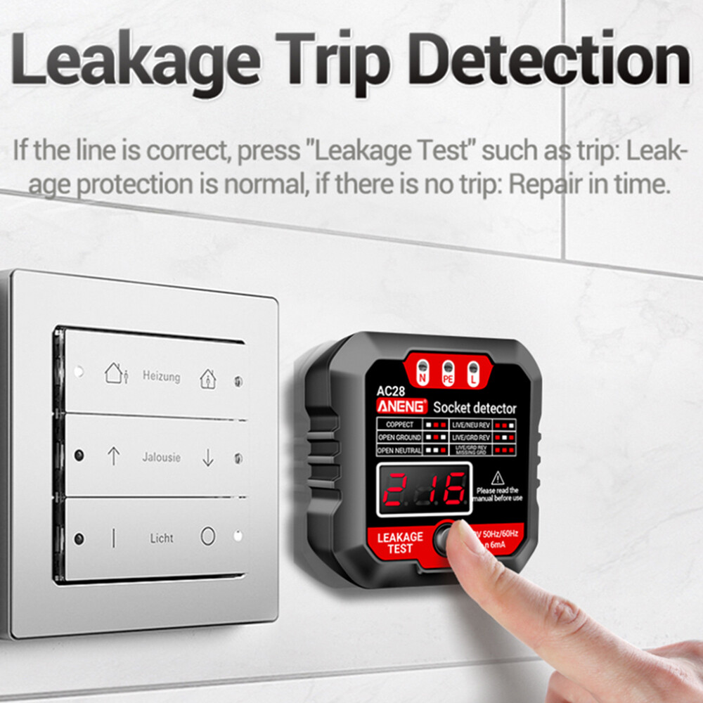 Outlet Tester điện receptacle Detector với màn hình LCD 3 prong 250V AC điện áp ổ cắm Checker cho nhà