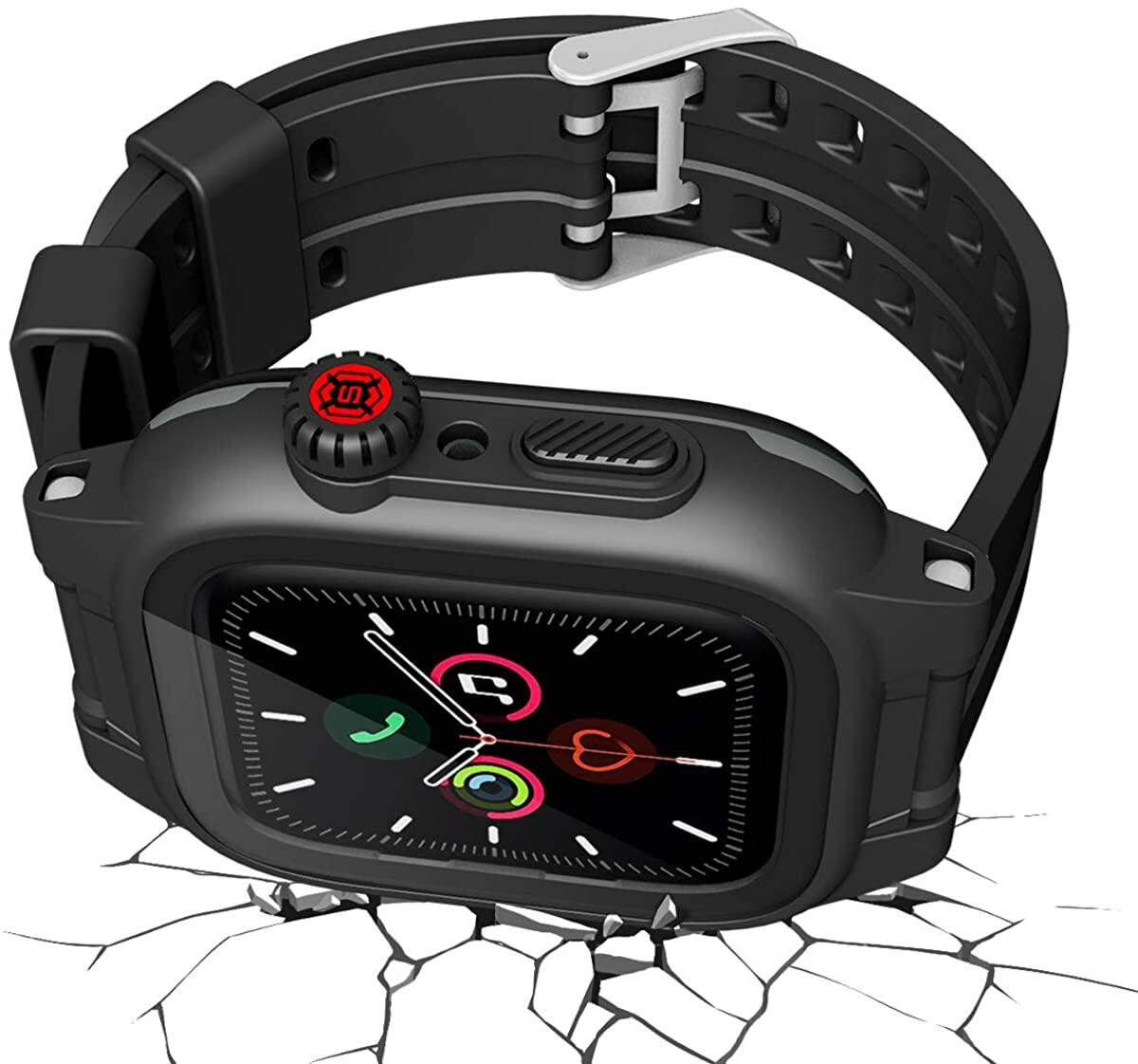 for Apple Watch Series 11/10/9/8/7 46mm/45mm/41mm Case Strap, Waterproof Shockproof Dustproof Rugged Full Protection Bumper Case with Built-in Screen Protector for Apple Watch SE, Series 6 5 4 3 2, 44mm 42mm 38mm