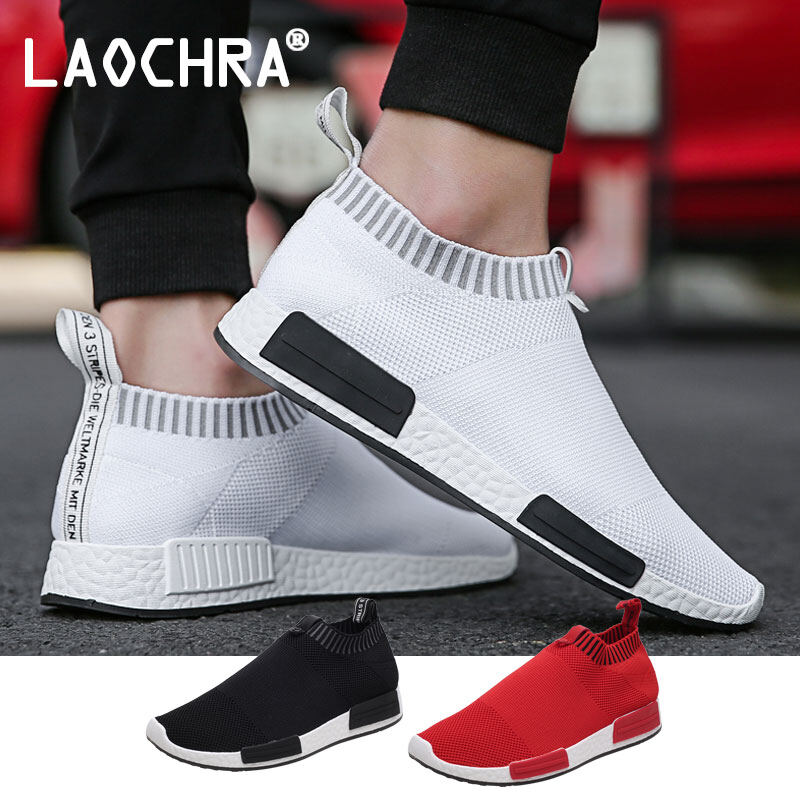 LAOCHRA White Men Sneakers Plus Size 38-46 Casual Men Shoes Breathable Light Men Sport Shoes On Sale Slip On Loafers Running Shoes For Men
