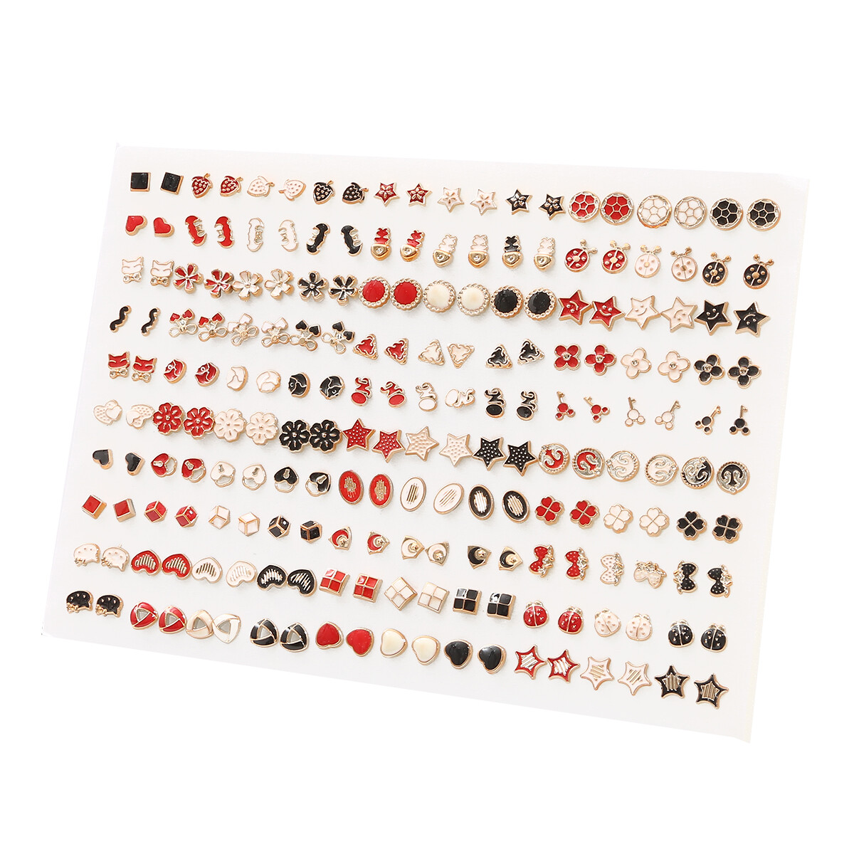 100 Pair/lot Multi-style Colorful Fruit Flower Geometric Crystal Stud Earrings Set For Women Girls Plastic Earrings Jewelry Gifts