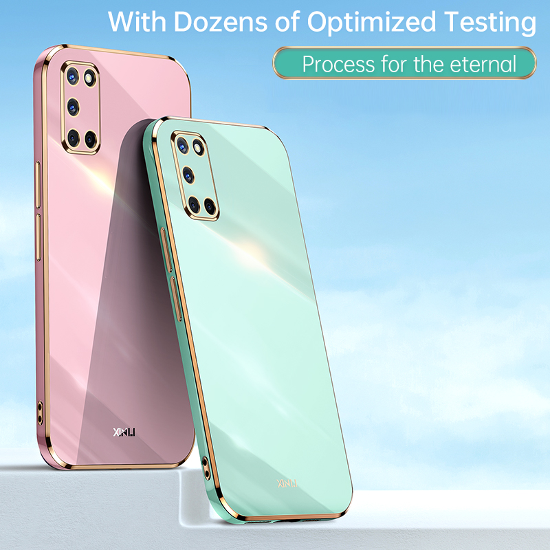 YBD Plating phone Case For OPPO A92 A52 casing,Precise Camera Protection cases Luxury Straight Edge Cover