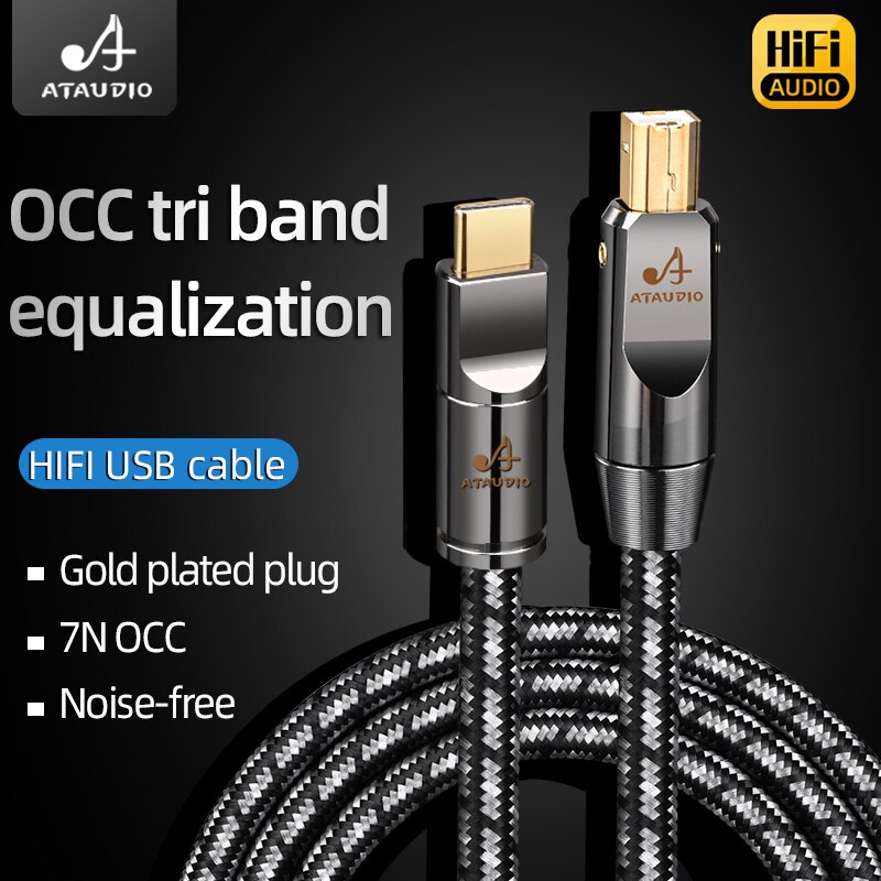 Ataudio Hifi Cáp USB loại USB A đến B âm thanh USB OTG Loại B Cáp cho PC di động DAC