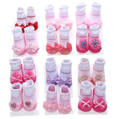 【2 pair 】0-12M Baby Socks Gift Set Baby Girls Socks Princess Socks sarung kaki bayi
