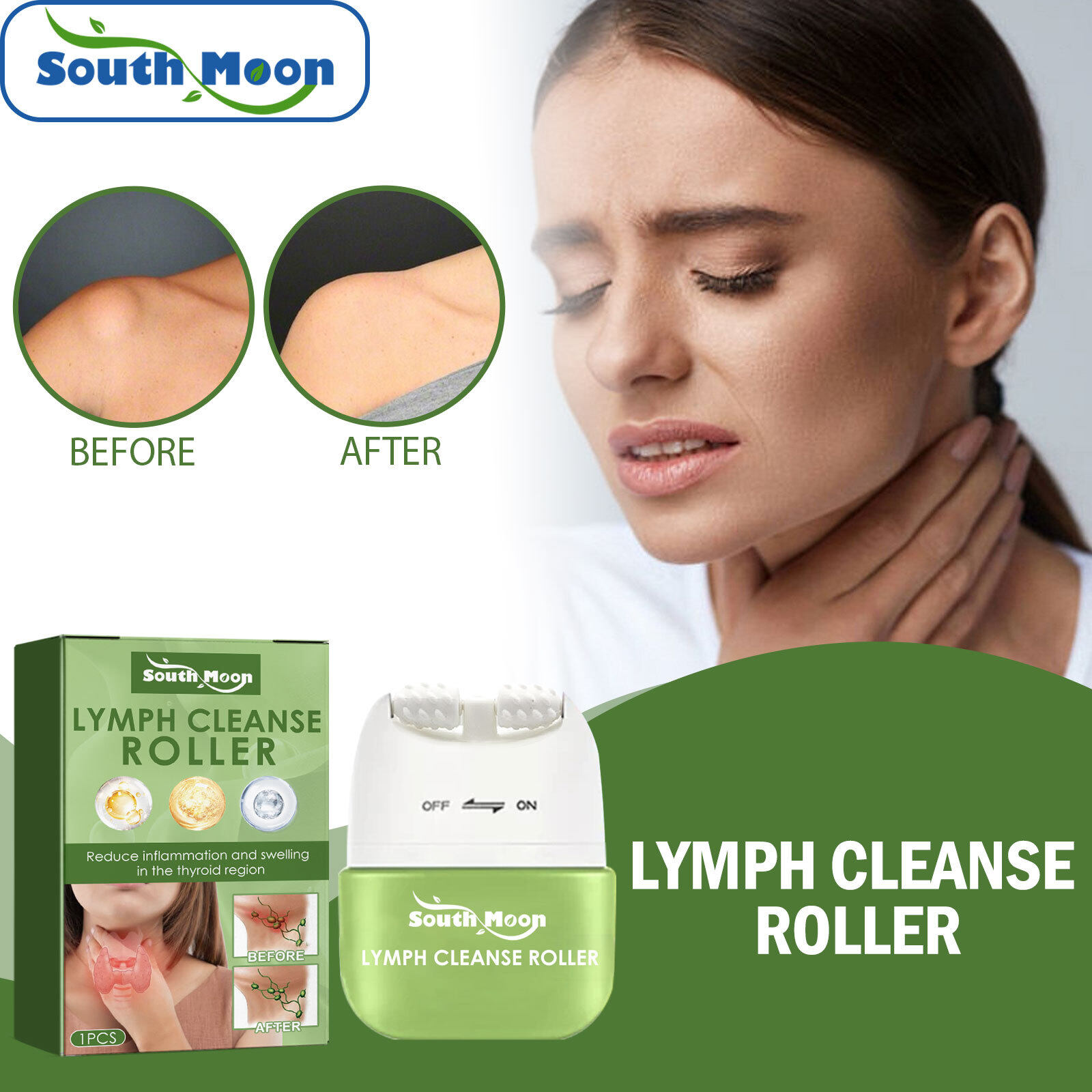 South Moon Lymph Cleanse Roller Compress Massage Roller Ball Body Neck