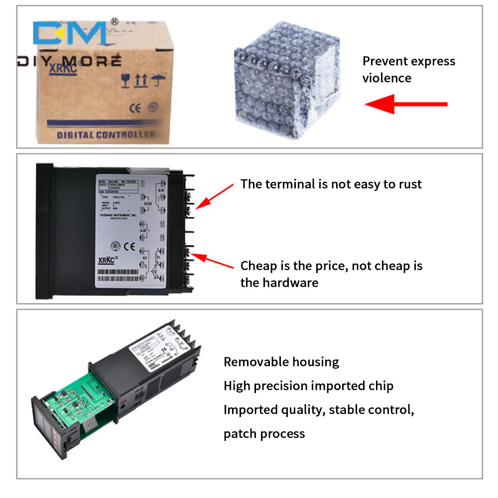 [100% original] diymore PID Digital Temperature Controller REX-C400 Universal Input Relay Output Vertical type for Automatic Packing Machine