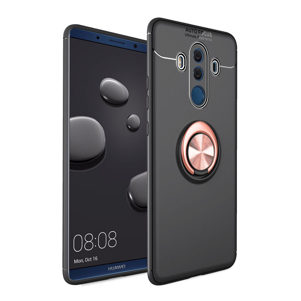 LEEWINDA For Huawei Mate 10 Pro Phone Case,Luxury Armor Silicone Edge and Hard Back Cover Metal Ring Casing
